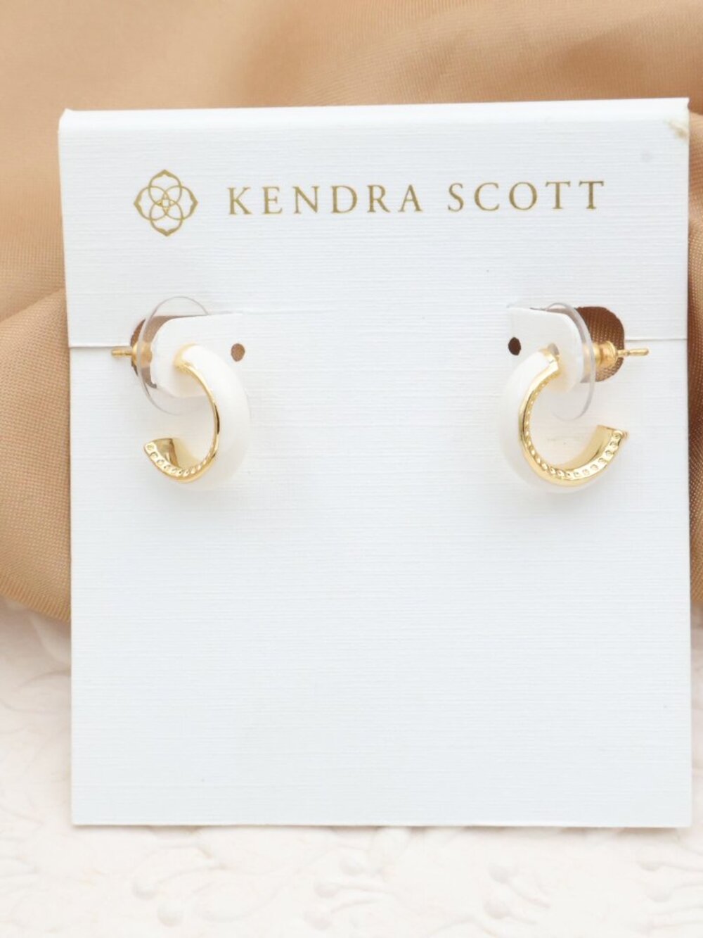 Kendra Scott Ainsley Gold White Enamel Huggie Earrings
